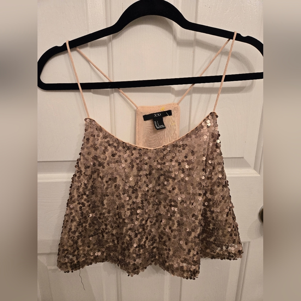Size Large Crop Top in Rose Gold Color